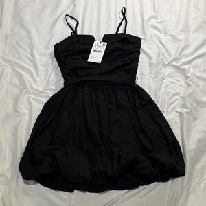 ZARA black balloon corset style dress